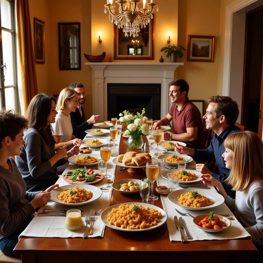 Family Meal in a Spanish Home