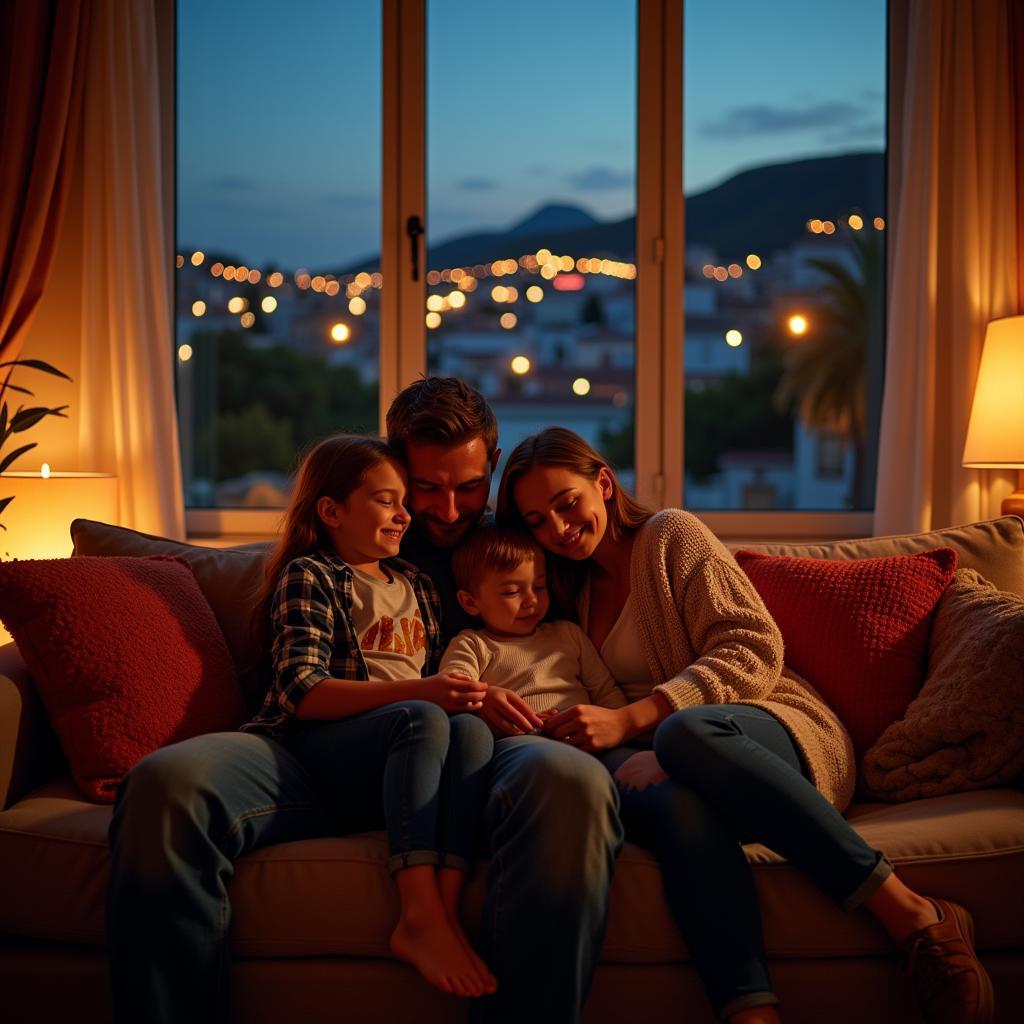 Family Movie Night in a Spanish Home