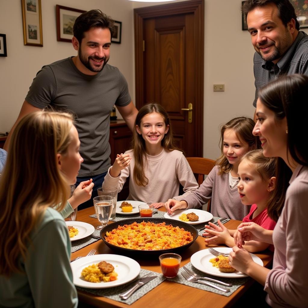 Family Paella Dinner in Spanish Homestay