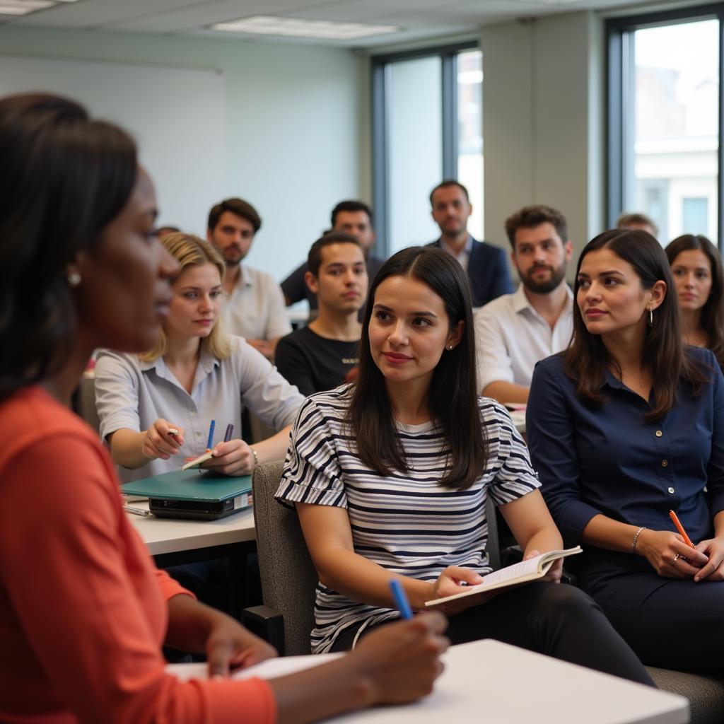 Group of diverse individuals attending a first-time homebuyer workshop