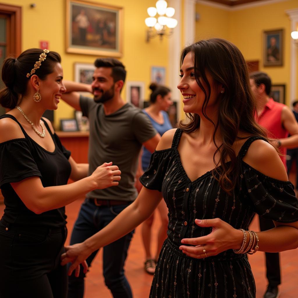 Tourists learning flamenco