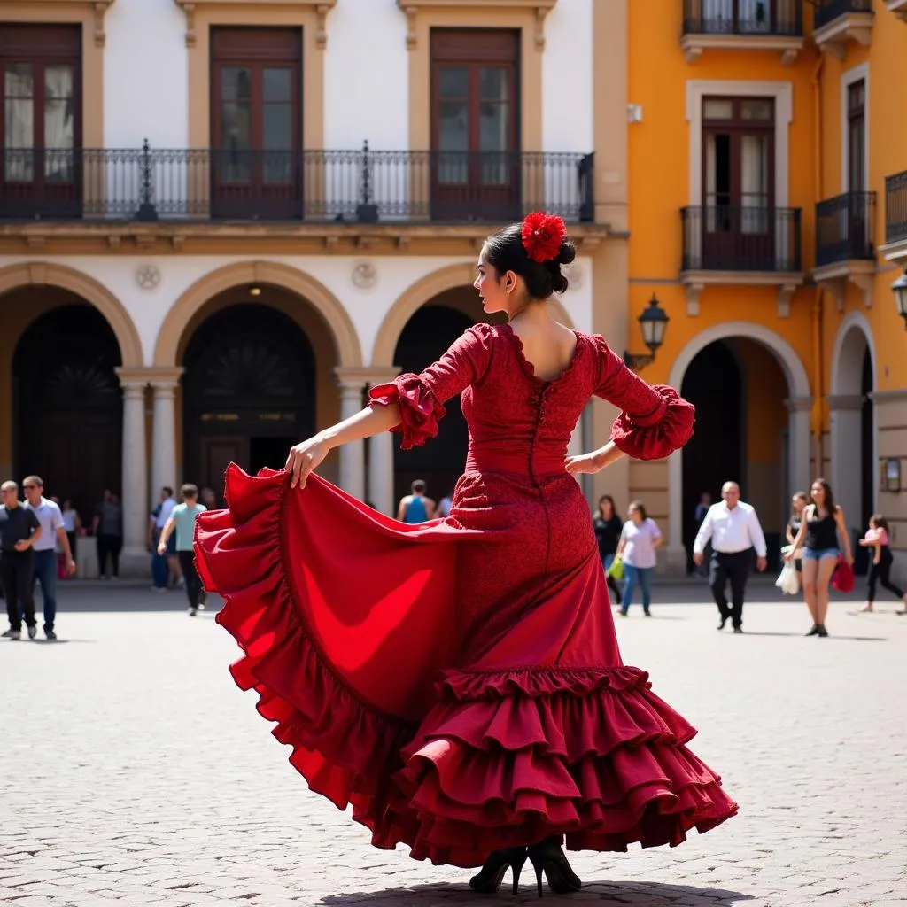 Flamenco dancer performing in the streets of Seville