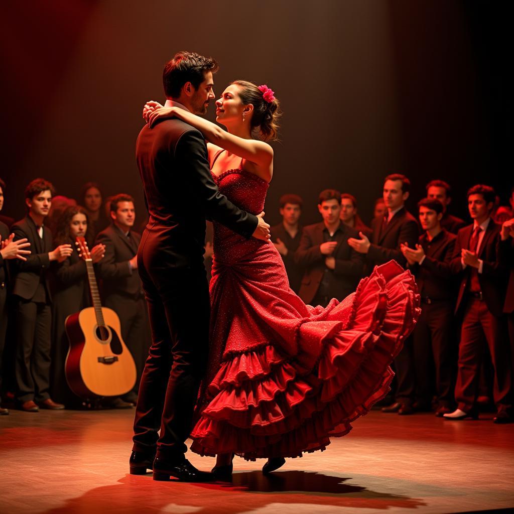 A flamenco dancer performing in the streets of Seville.