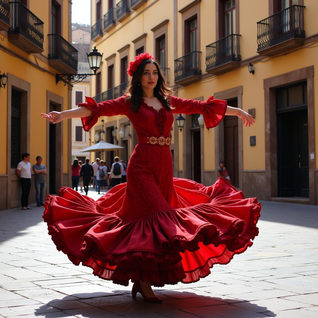 A flamenco dancer performs in Seville.