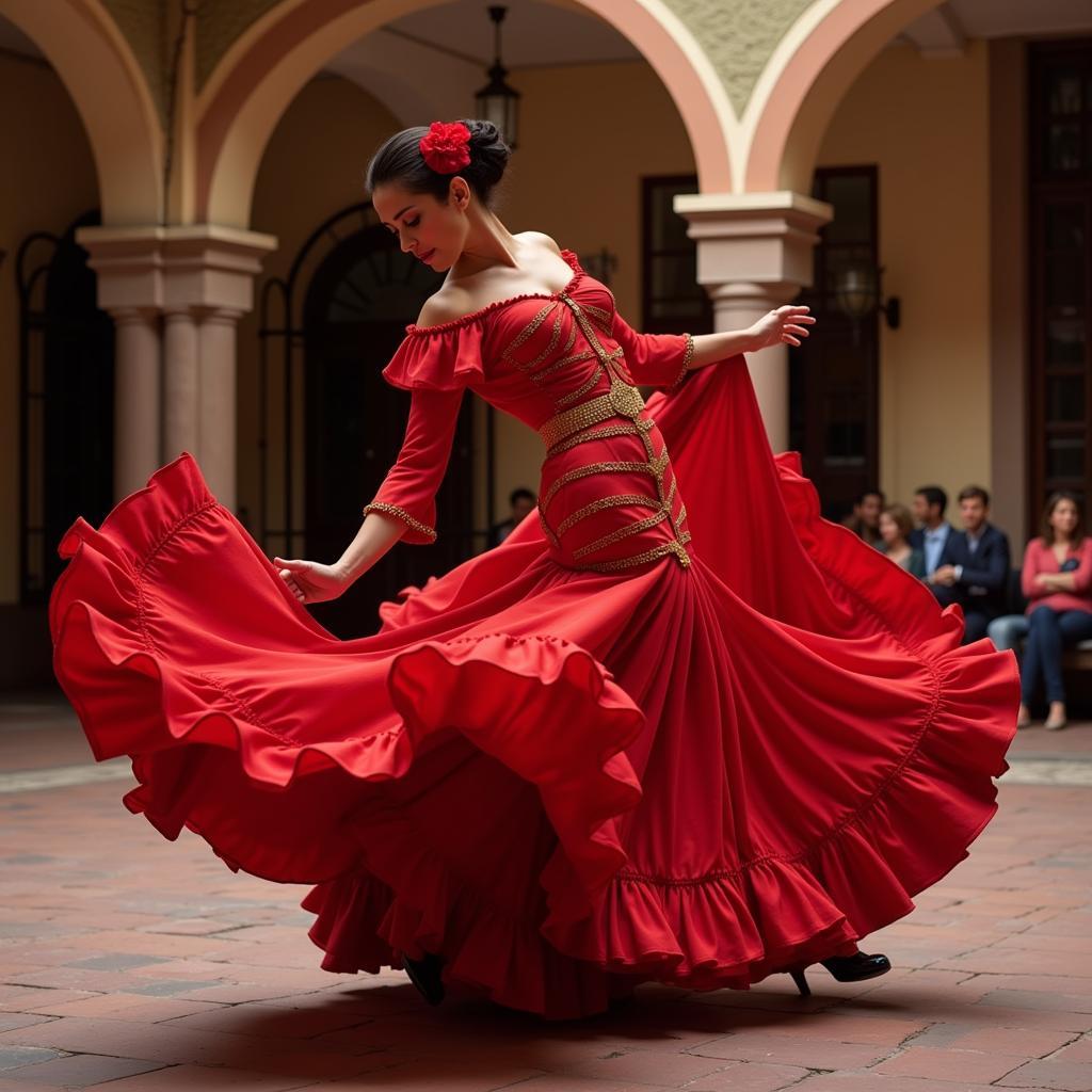 Passionate flamenco dancer performing in Seville