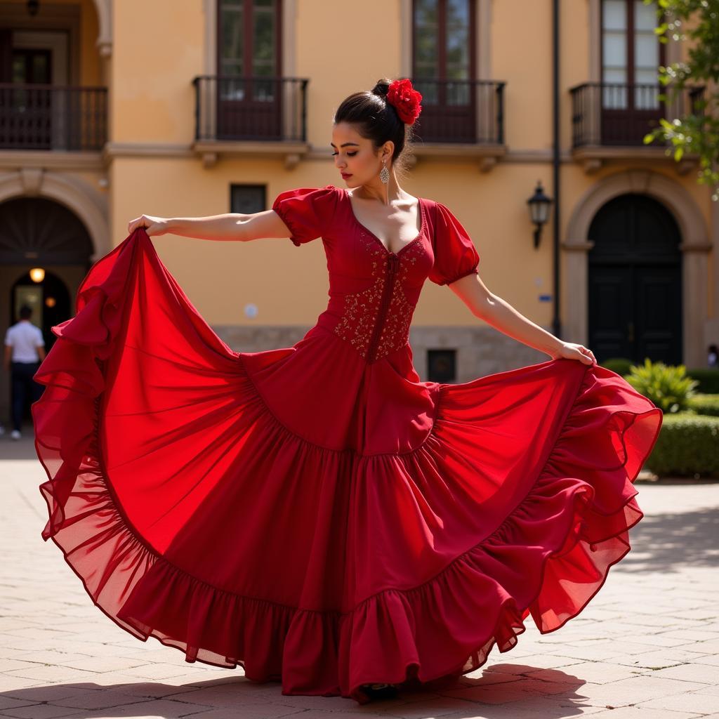 A flamenco dancer performing in Seville