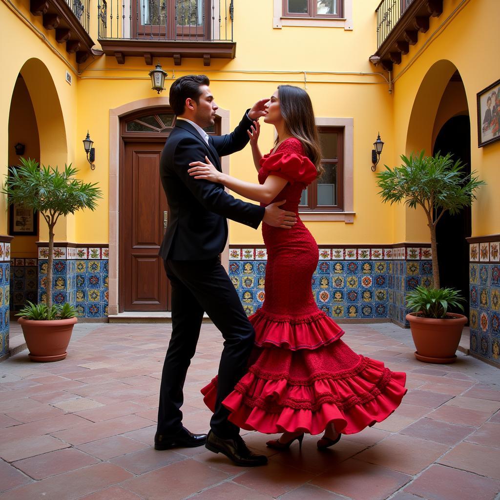 The Passion of Flamenco in a Traditional Courtyard