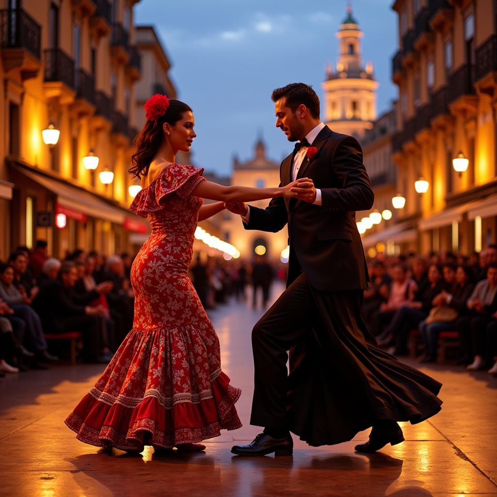 Flamenco dancers performing in Seville