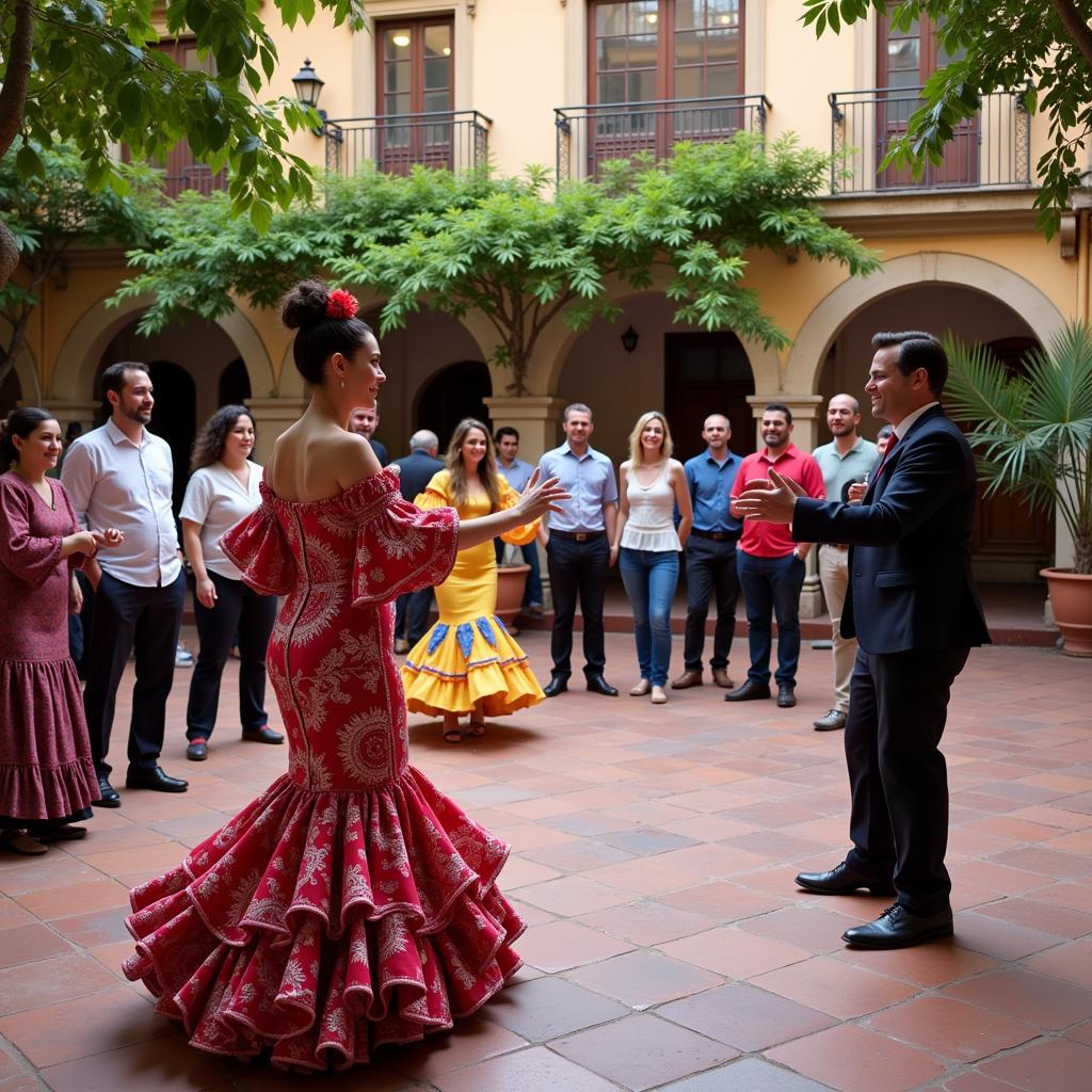 Group Learning Flamenco Dancing