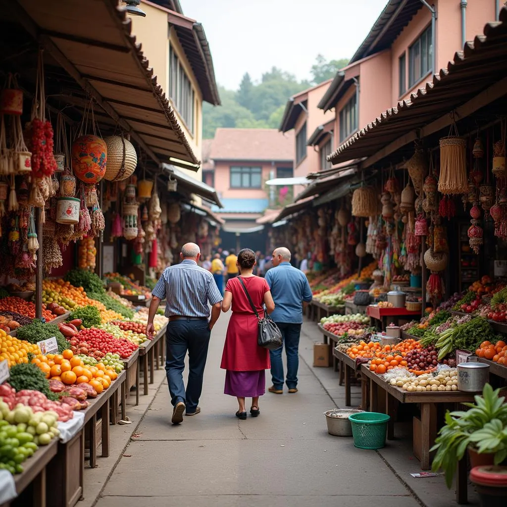 A bustling local market near Fotos de la Botica Home Café