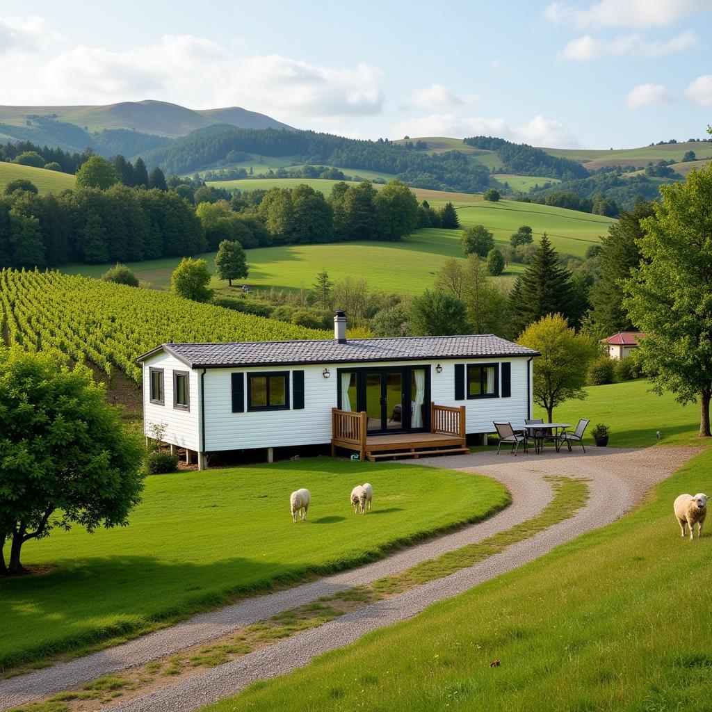 Mobil home nestled in the tranquil Galician countryside