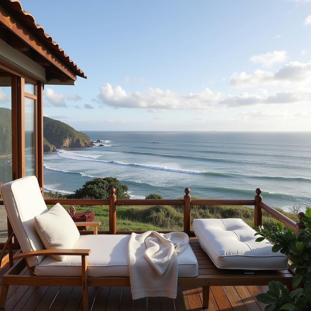 A Galician home perched on a cliff with a view of the Atlantic Ocean