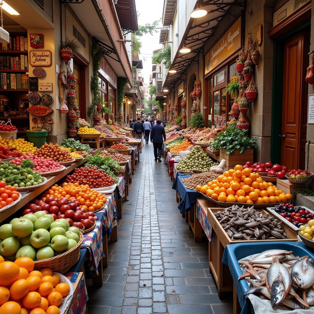 Bustling Spanish market