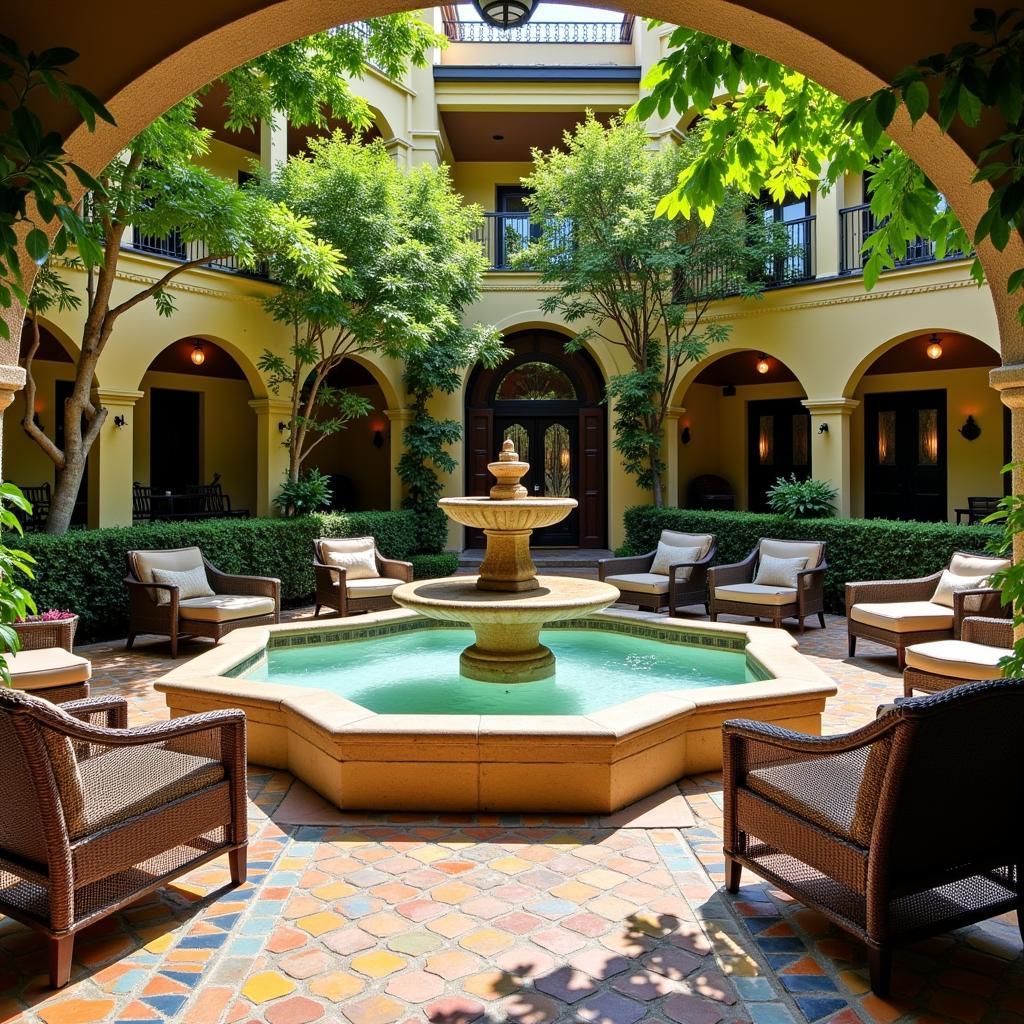 Tranquil courtyard of a genteel home in Seville