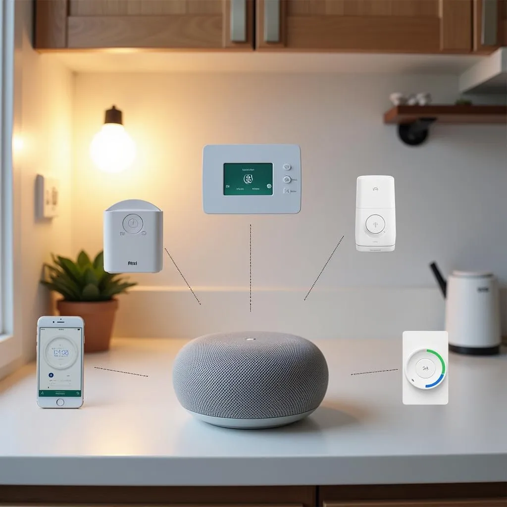 Google Nest Mini smart speaker in a connected home