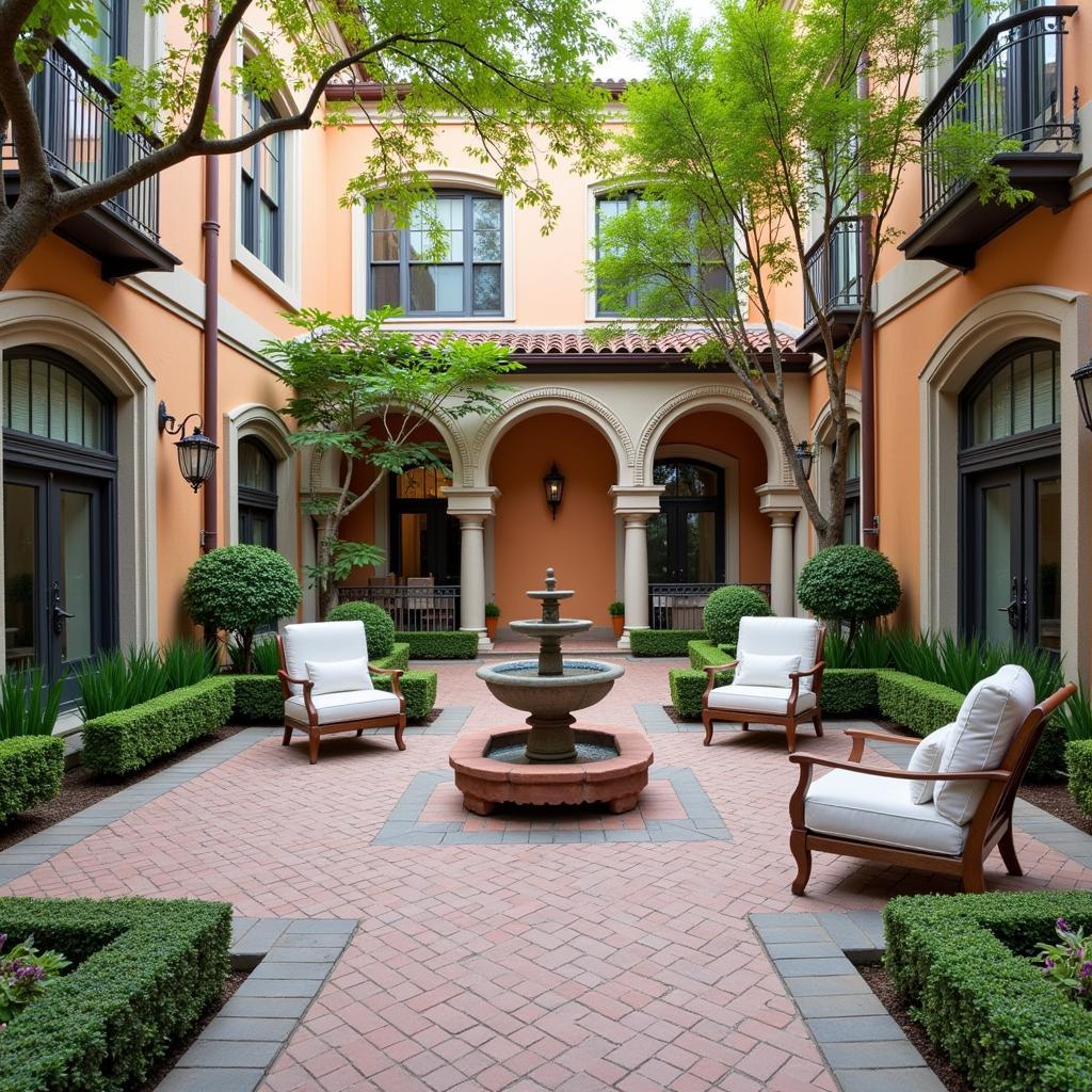 Tranquil courtyard at Gran Via 47 Homes