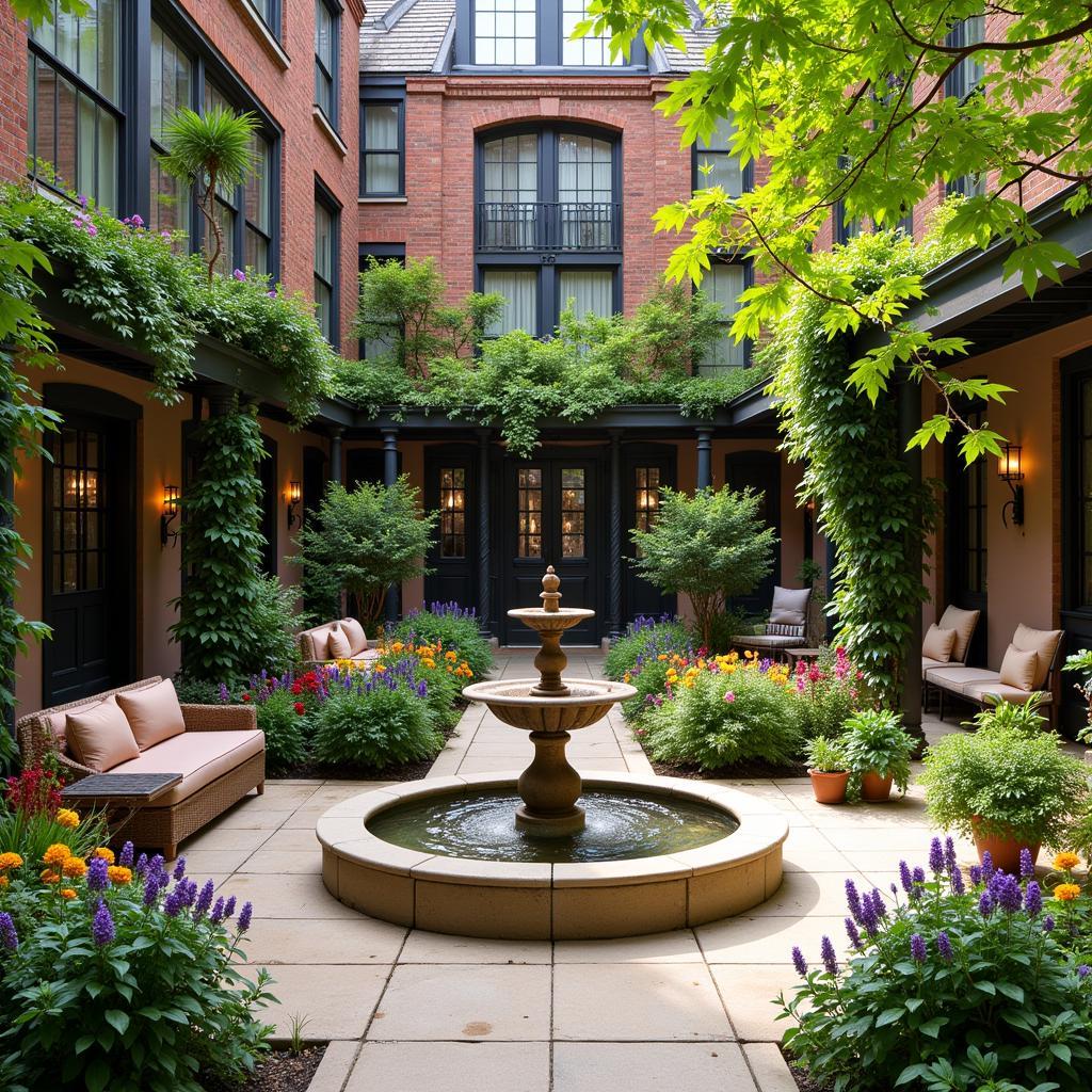 Peaceful courtyard of a Granada home