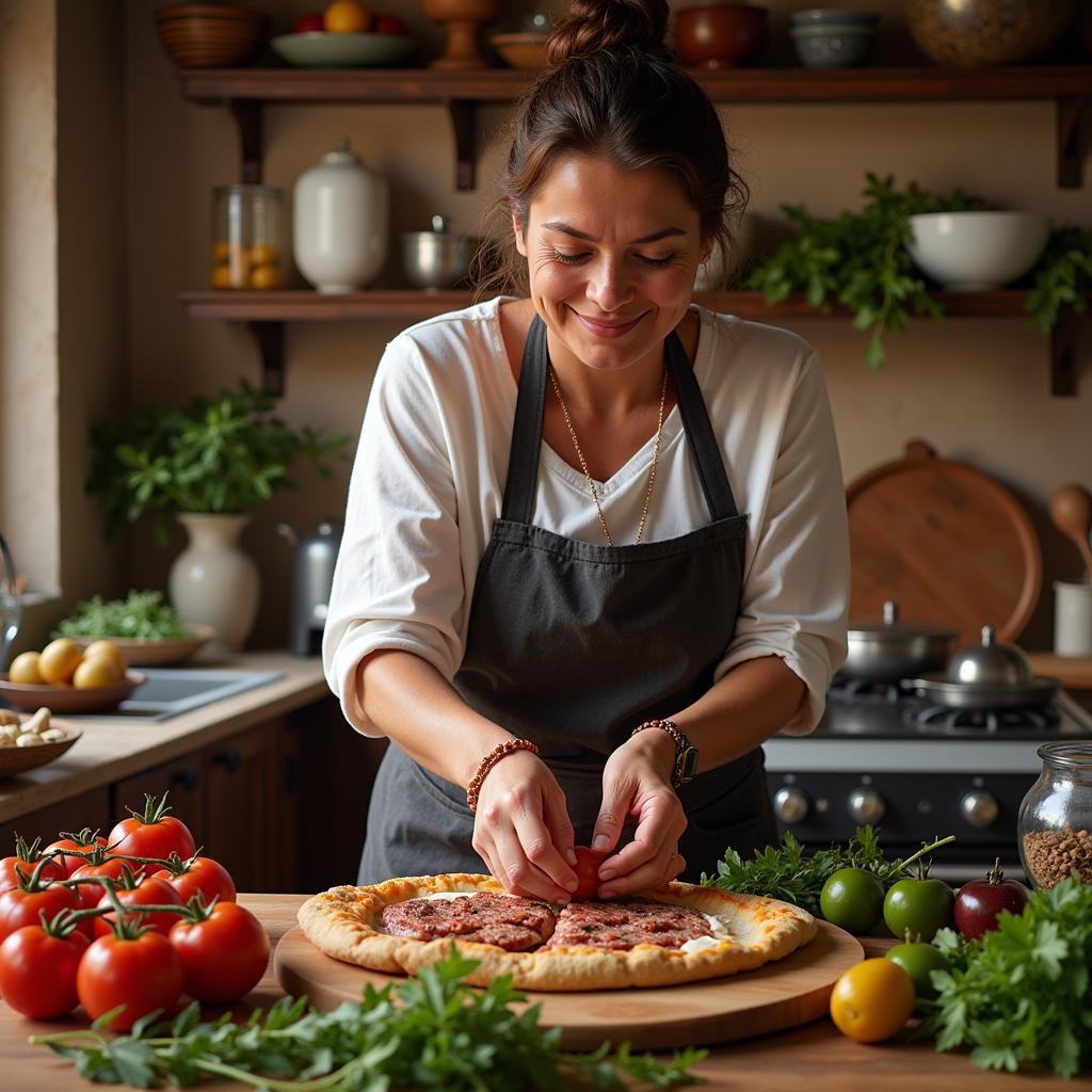 A local Athenian woman teaches guests how to prepare a traditional Greek meal.