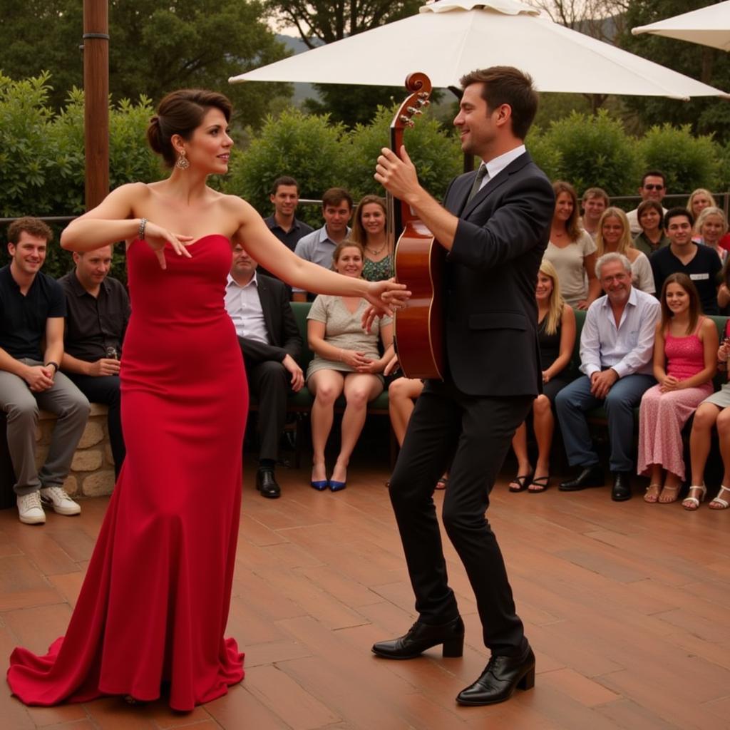 Guests enjoying a traditional Flamenco performance at Hipermontigala Home 