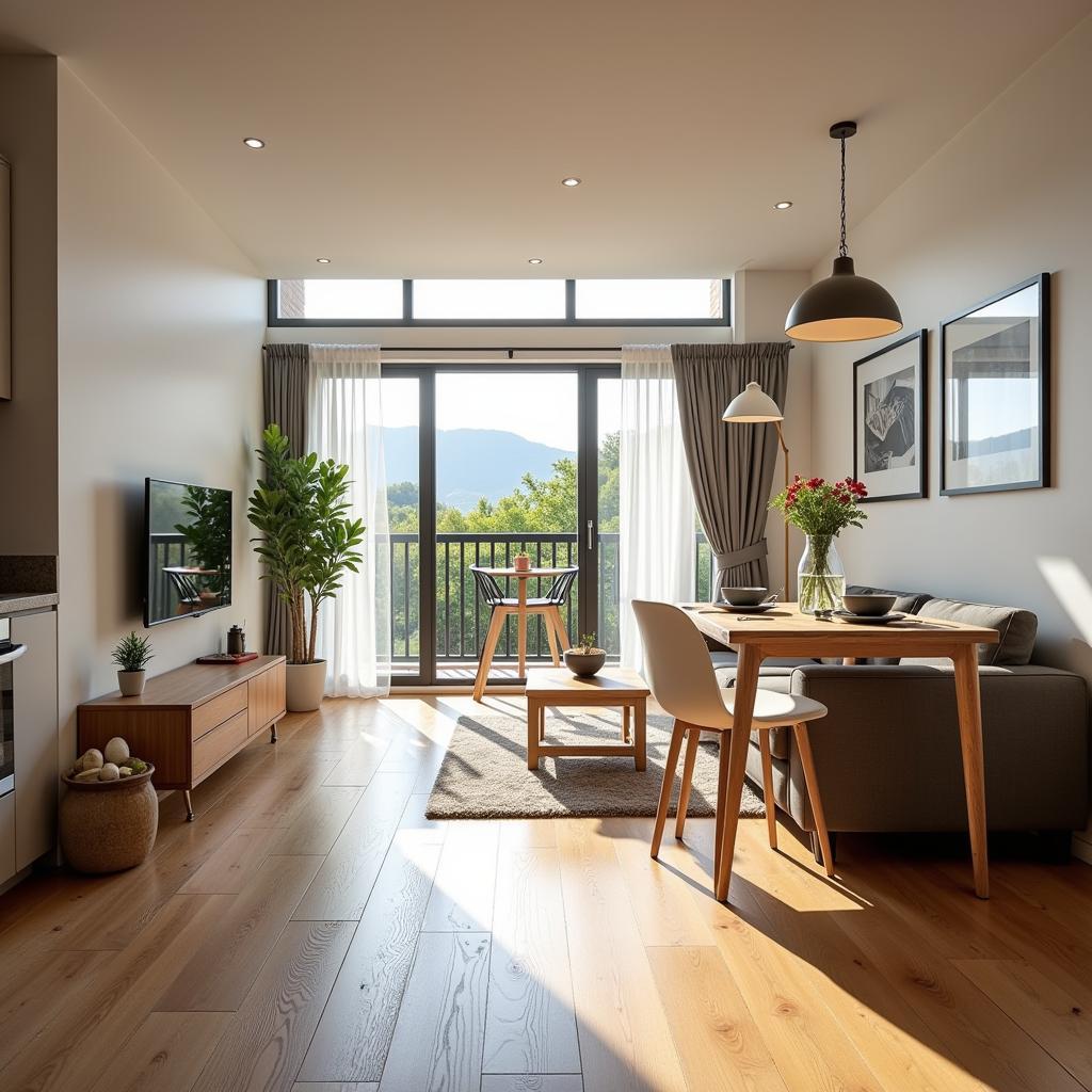 Spacious and stylish living area in a Habitare Home apartment in Madrid