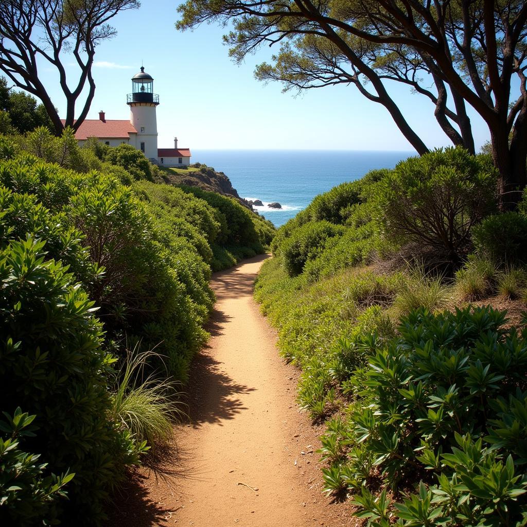 Hiking trail leading to Cabo Home lighthouse