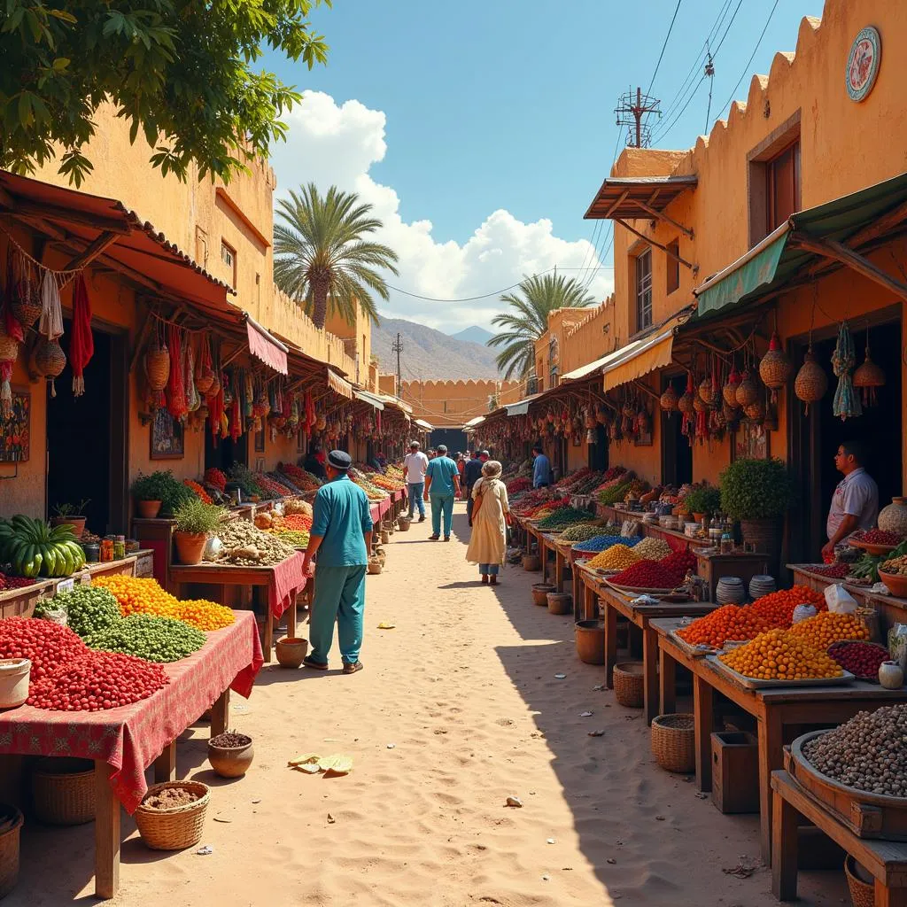 Bustling local market in Homair Landas