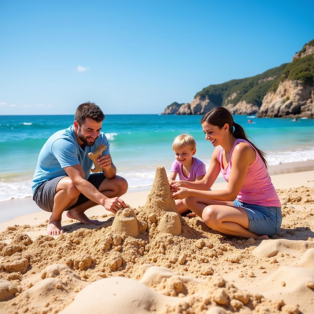 A family enjoying the beach near Homair Vilanova Park