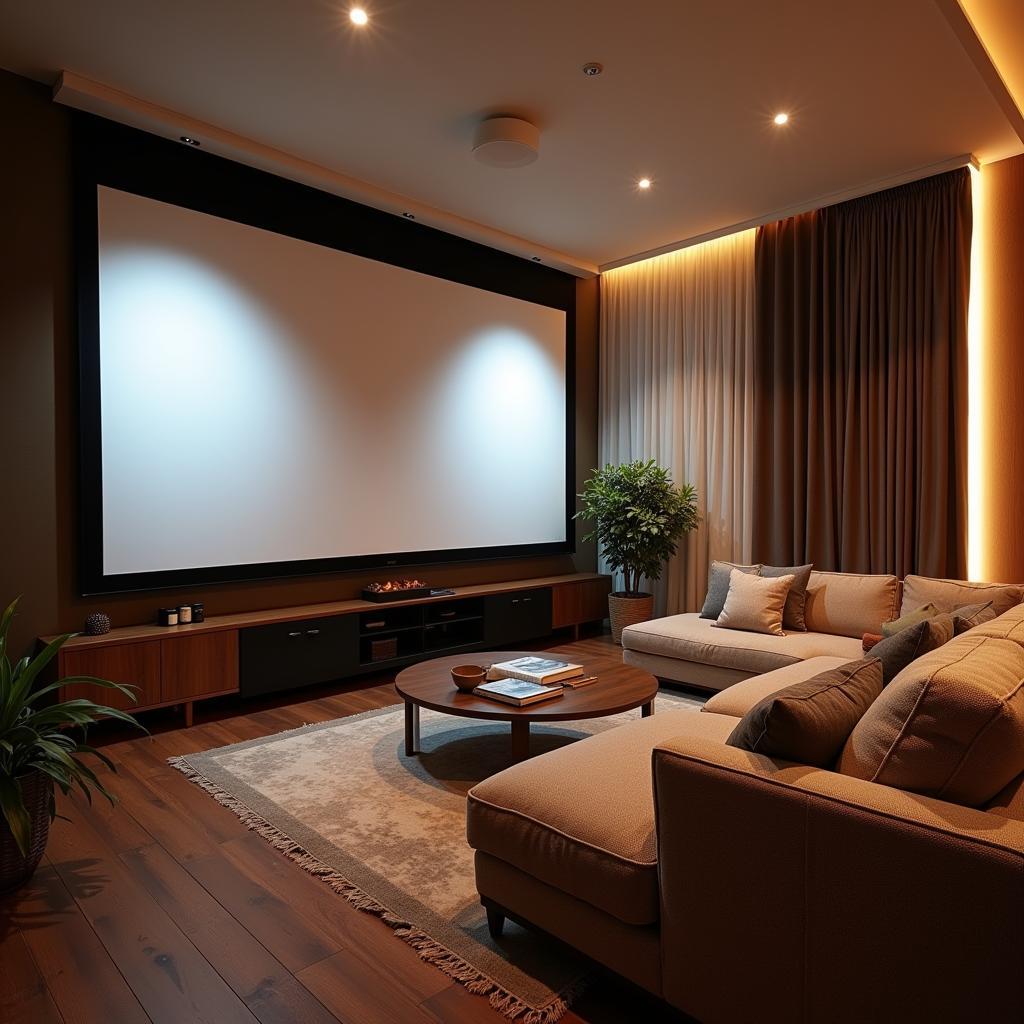 Cozy home cinema setup in a Madrid apartment