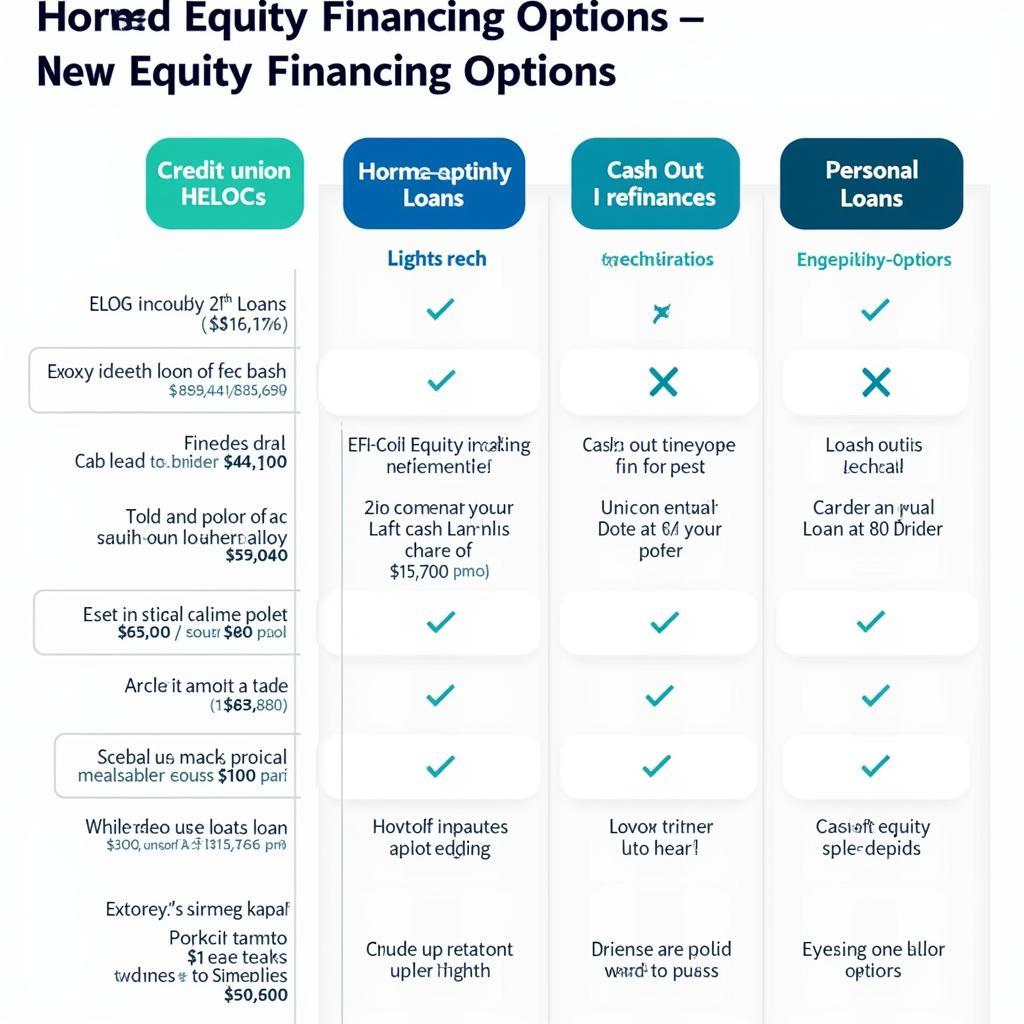 Chart comparing different home equity financing options