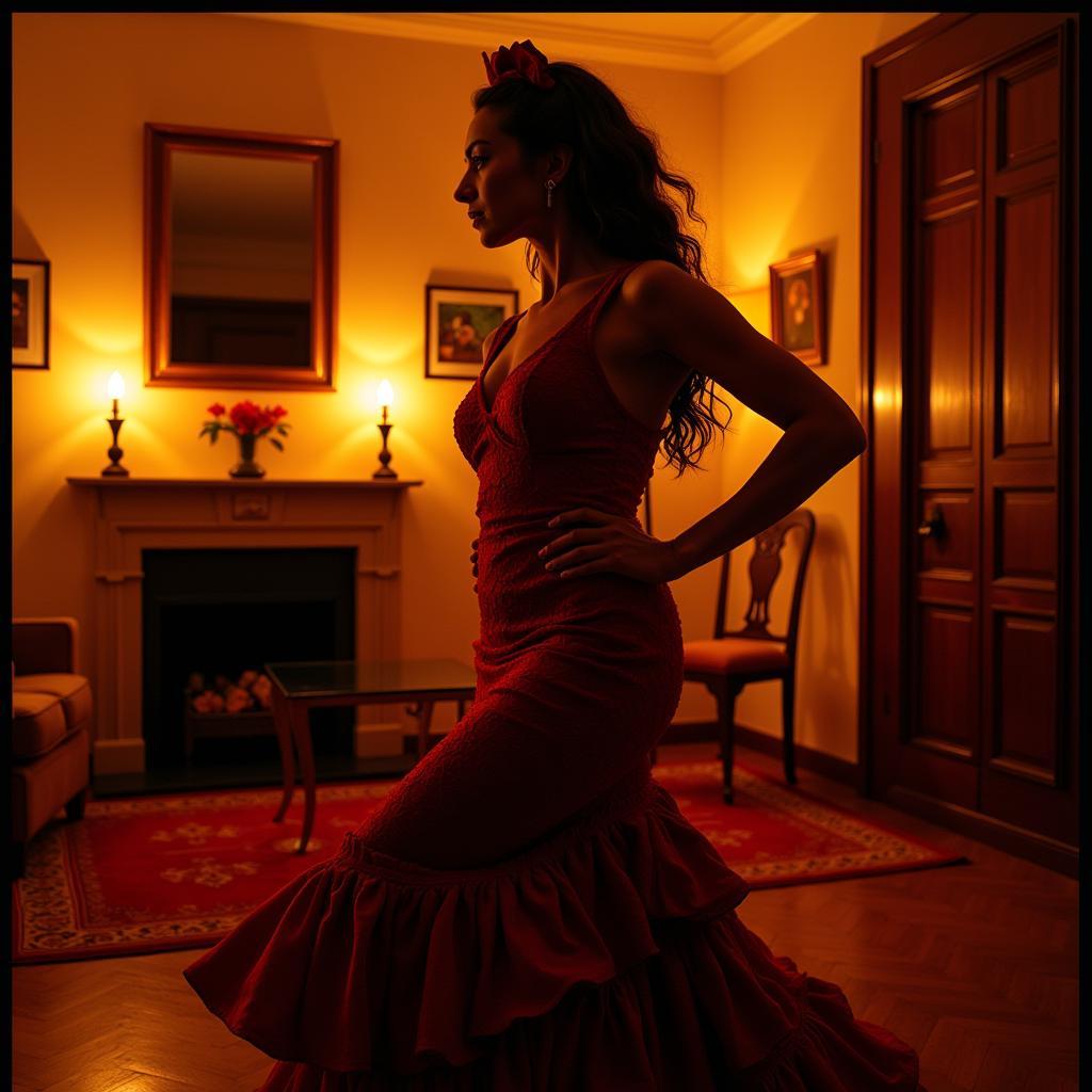 Flamenco dancer performing at a home gala