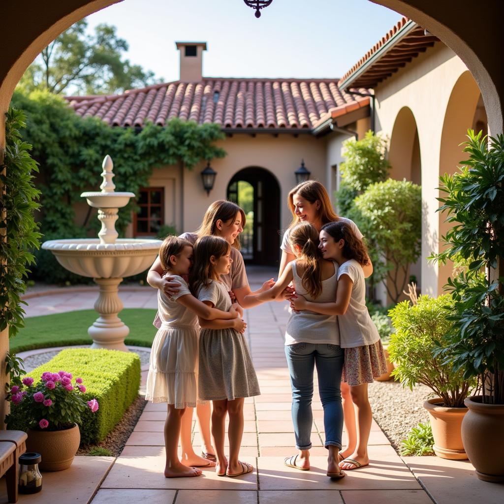 Home manager welcoming guests to their Spanish villa