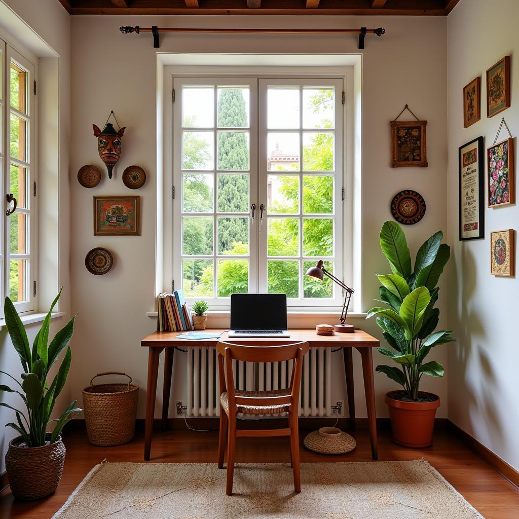 A home office setup in a Spanish villa