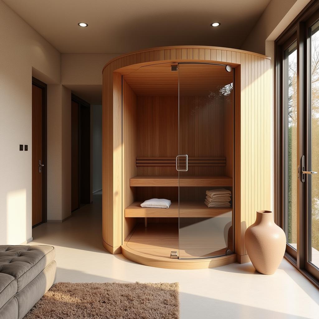 Modern Home Sauna with Spanish Decor