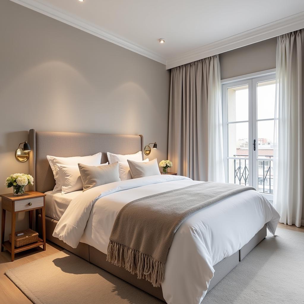 Serene bedroom staging in Madrid