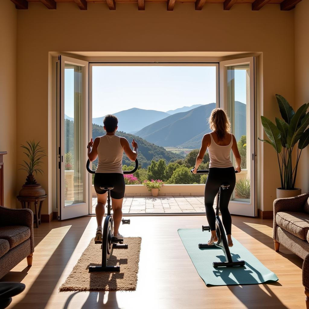 Couple training in a Spanish villa