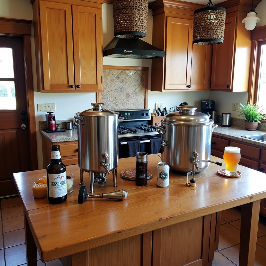 Homebrewing Setup in Spanish Kitchen