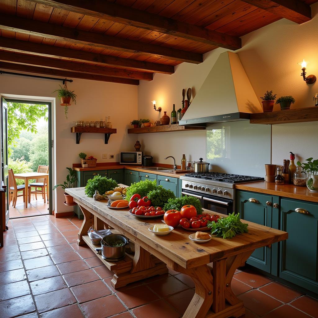 Preparing a traditional Spanish meal in a homer arbustos kitchen