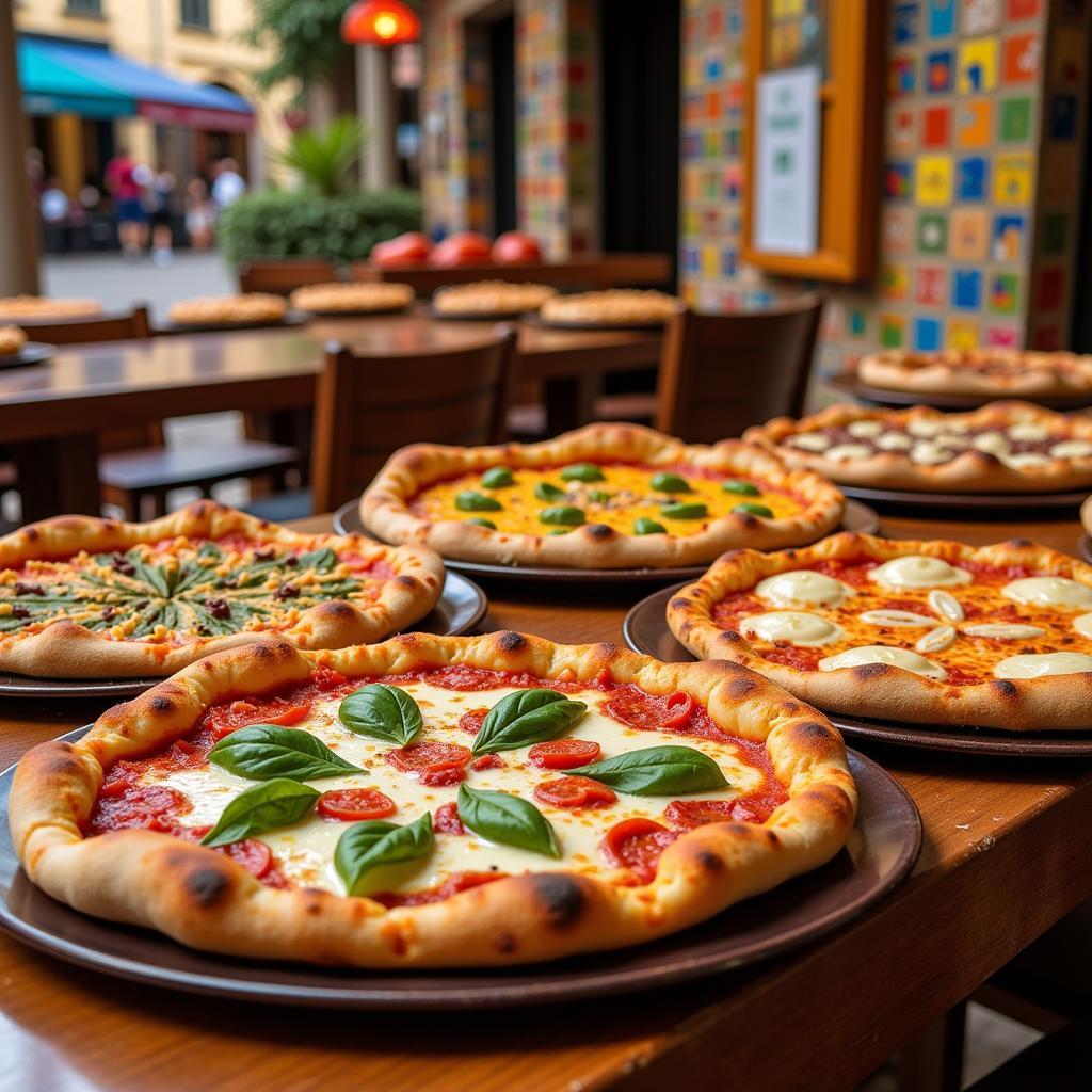 A vibrant spread of Homer's Pizzas