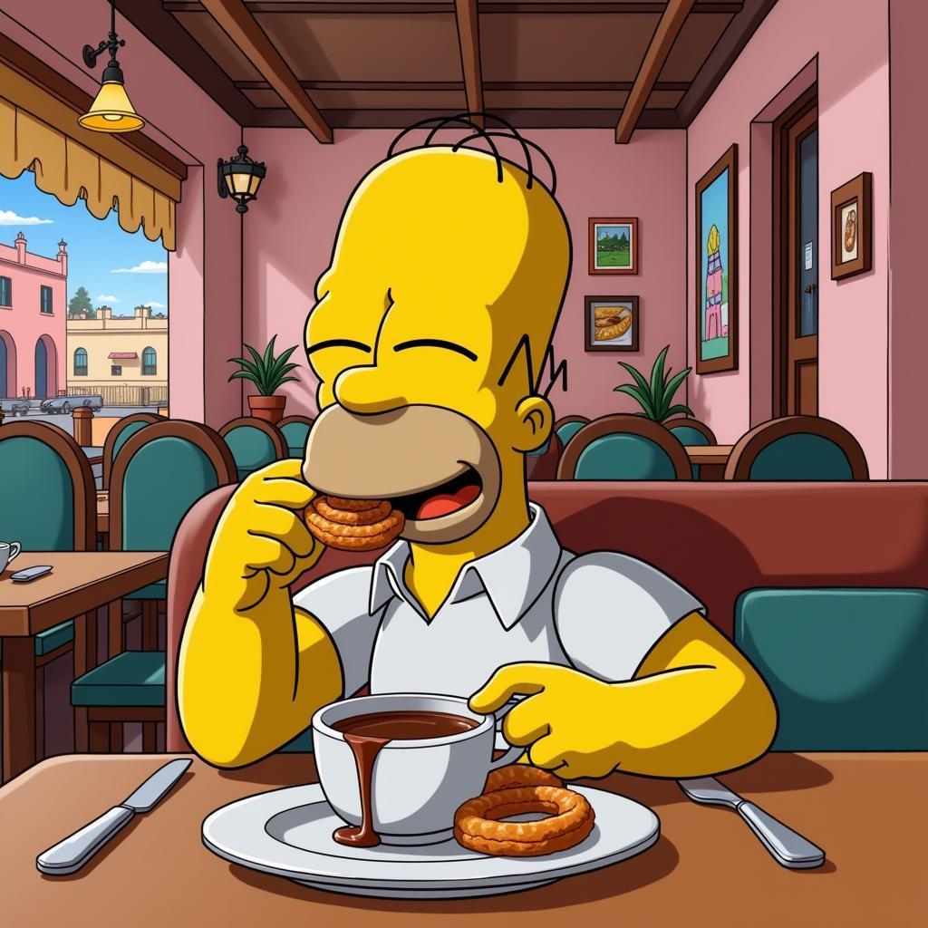 Homer Simpson Eating Churros in Spain