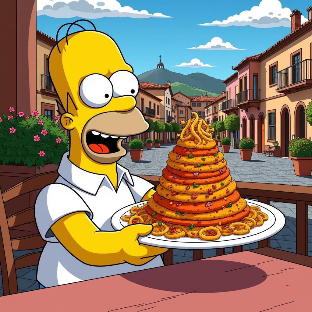 Homer Simpson Enjoying Paella