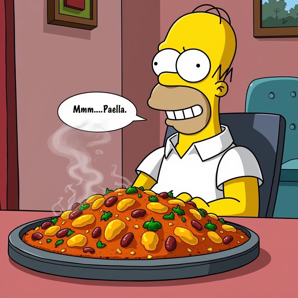 Homer Simpson Enjoying Paella