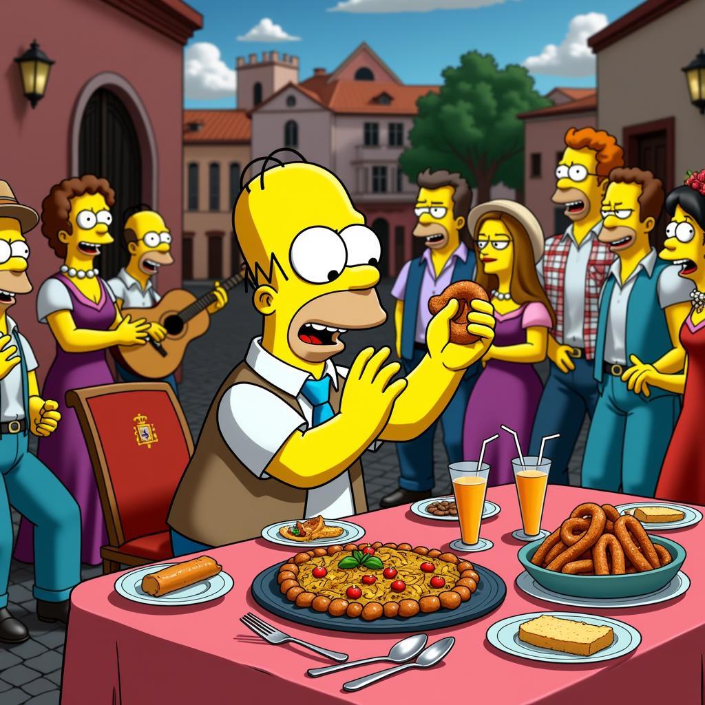 Homer Simpson at a Spanish Fiesta