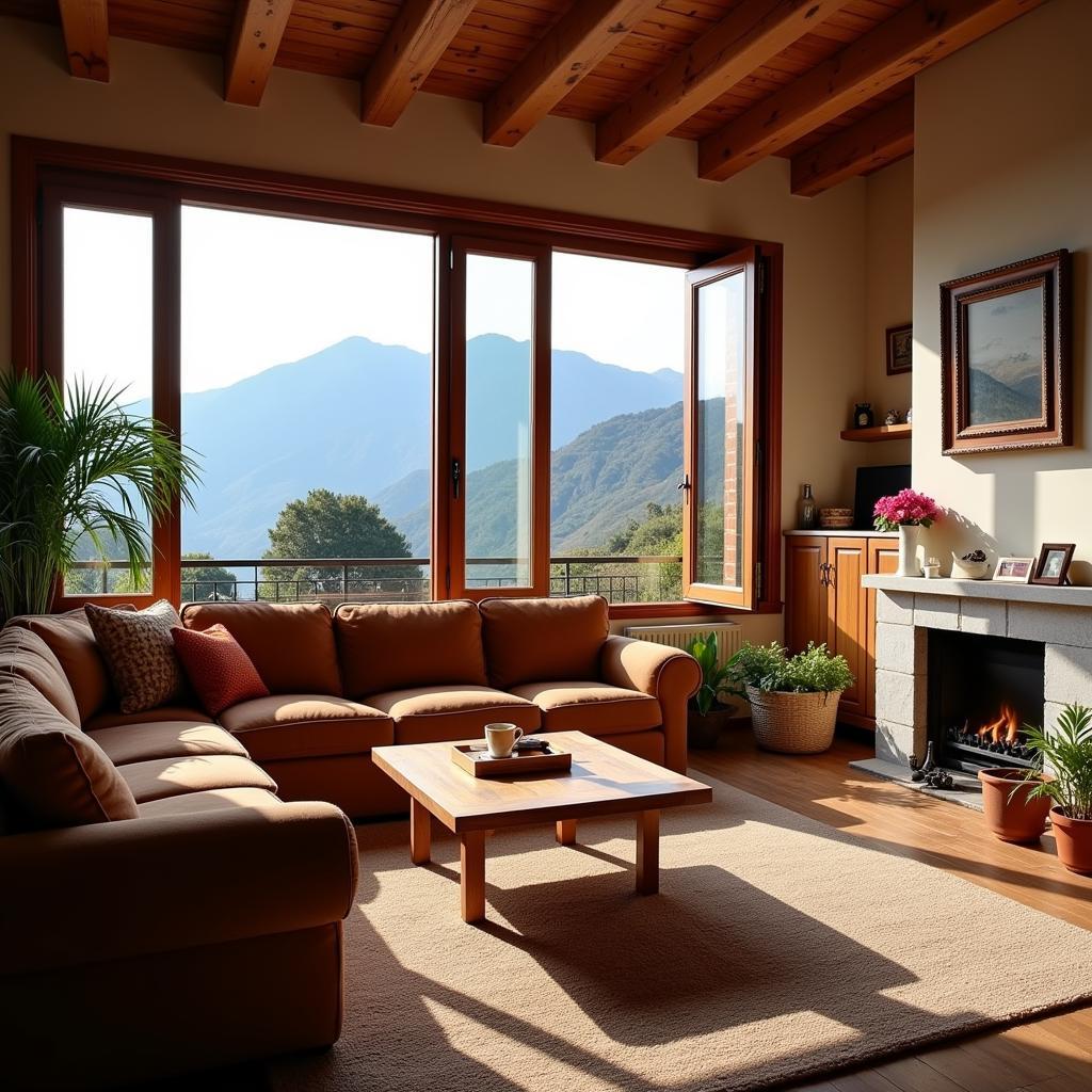 Cozy living room in a Huesca homestay