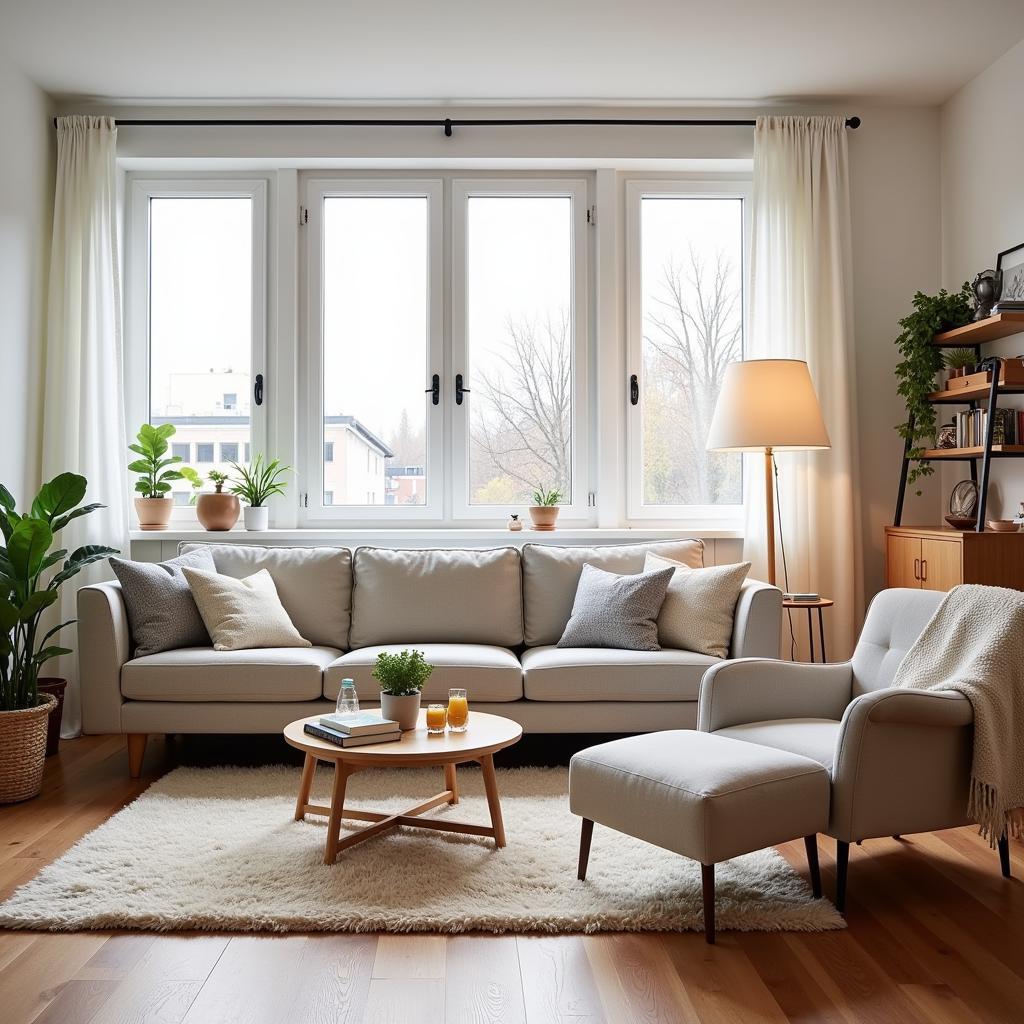 Modern living room staged with Ikea furniture