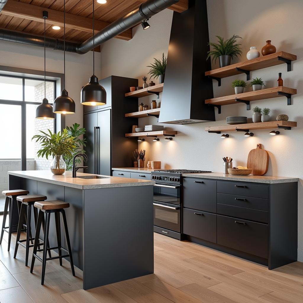 Industrial Kitchen Design with Metal Accents