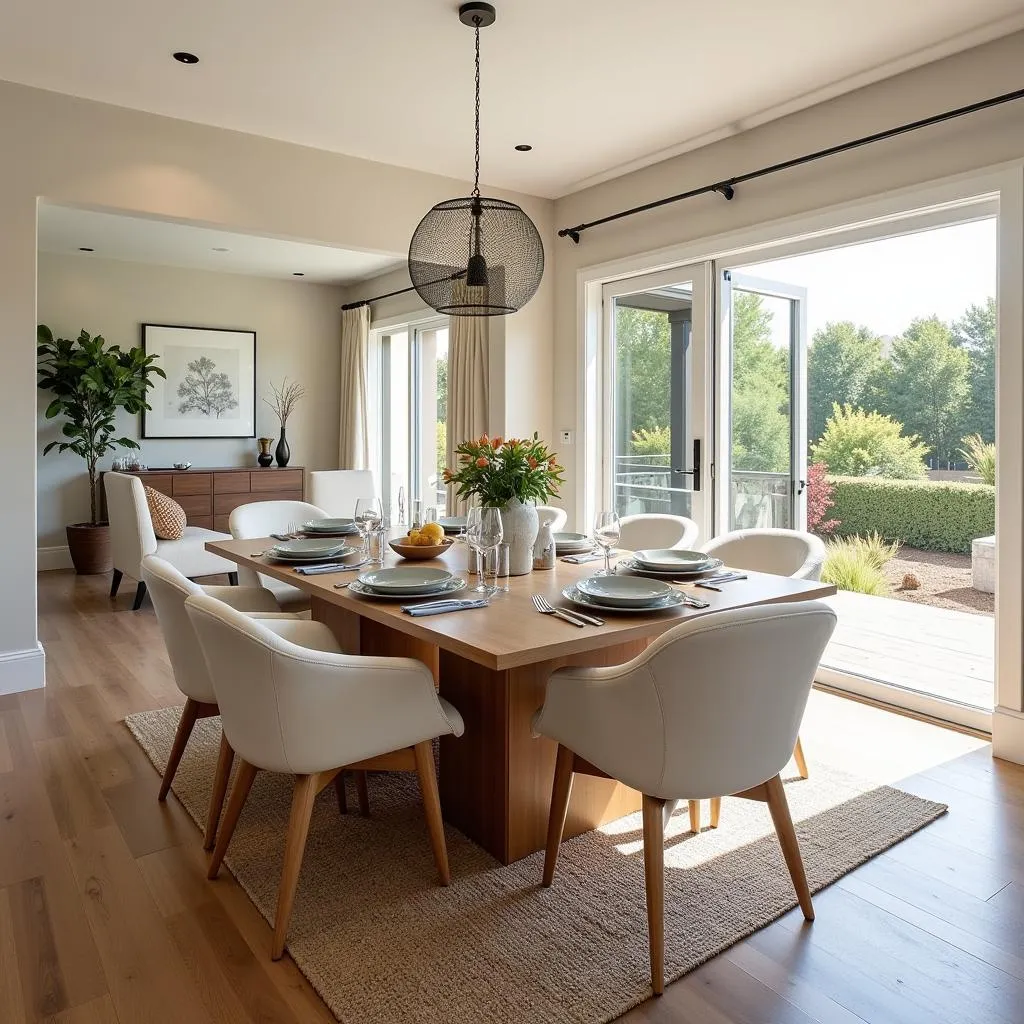 Modern Kave Home extendable dining table in a bright and airy Spanish home