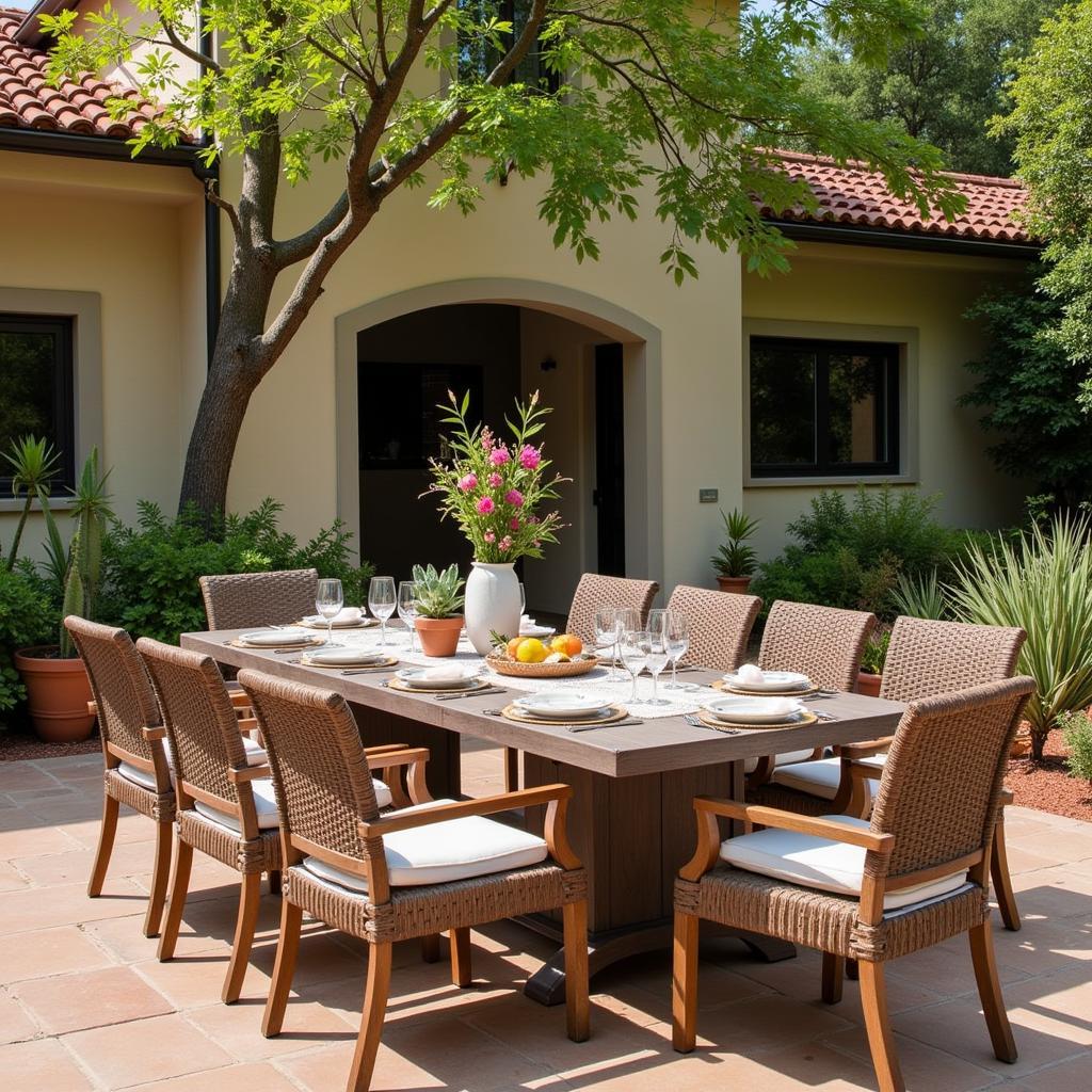 Stylish Kave Home outdoor dining set with comfortable seating and a spacious table, perfect for enjoying meals al fresco in the Spanish sunshine.