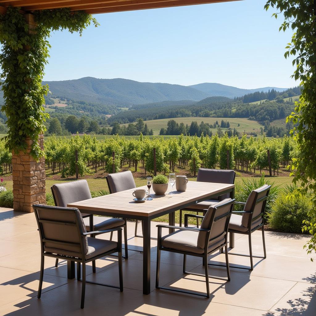 Kave Home outdoor dining set on a beautiful terrace