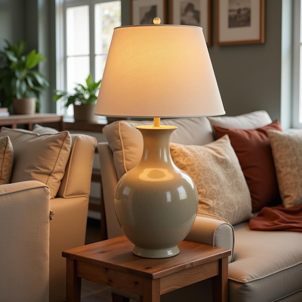 Rustic Living Room with Kave Home Table Lamp