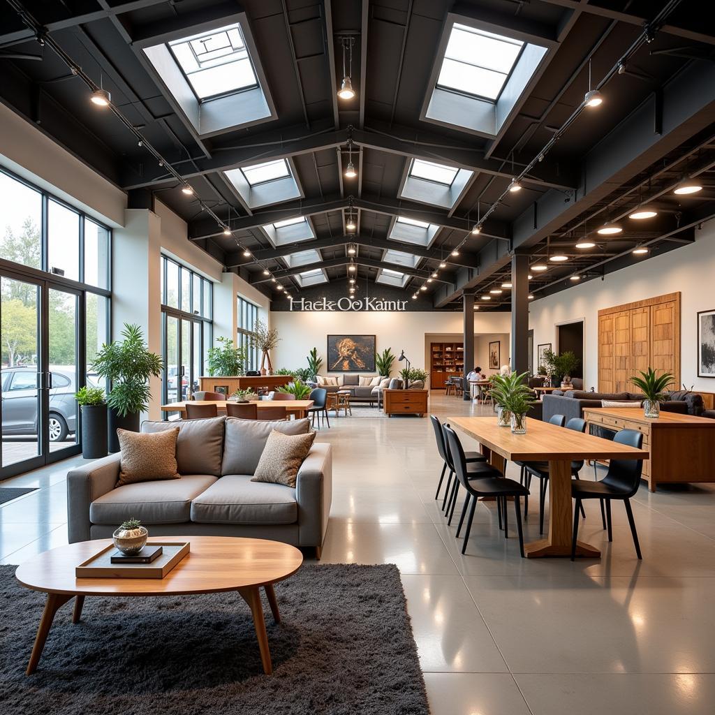 Spacious showroom at Kave Home Outlet Zaragoza showcasing diverse furniture styles